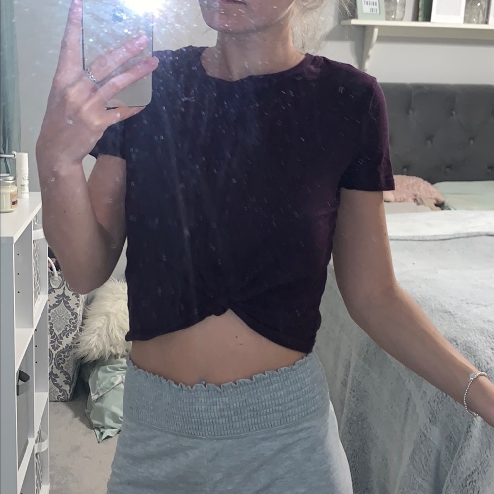 Purple crop top with tie
